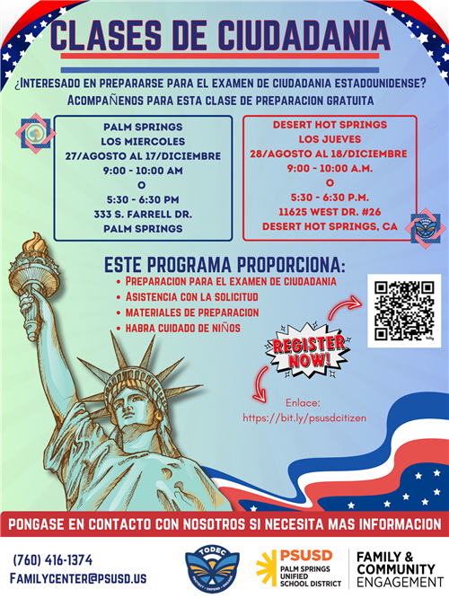 flyer with picture of Statue of Liberty and American flag
