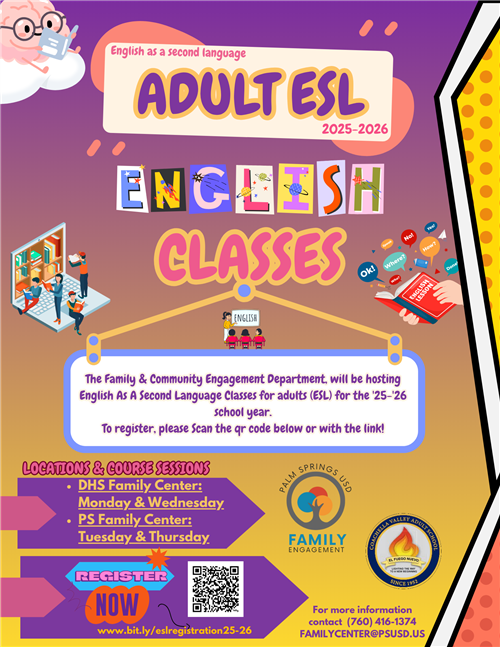 colorful flyer with clip art pictures of books and a laptop